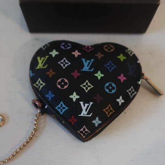 Women Louis Vuitton X Takashi Murakami Black, Multicolor Heart Pouch Coin Case - Picture 2 of 7